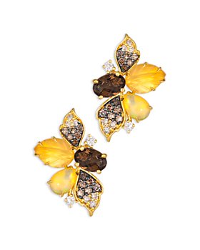 Bloomingdale's - Multi Stone & Multi Color Diamond Cluster Stud Earrings in 14K Yellow Gold