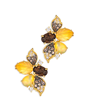 Bloomingdale's Multi Stone & Multi Color Diamond Cluster Stud Earrings In 14k Yellow Gold In Brown/gold