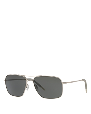 Shop Oliver Peoples Clifton Rectangular Sunglasses, 58mm In Silver