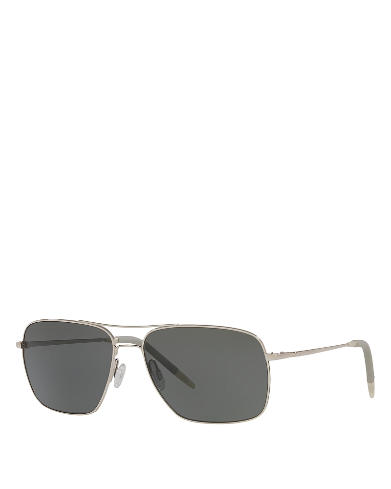 Oliver Peoples Clifton 58mm Polarized Rectangular Sunglasses In Silver