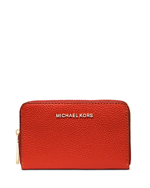 Michael Kors Michael  Jet Set Leather Card Case In Red