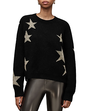 Allsaints Star Print Sweater In Black/ Gold