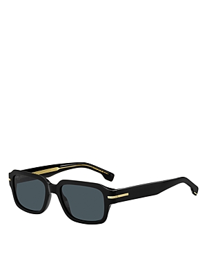 Shop Hugo Boss Boss Rectangular Sunglasses, 53mm In Black/blue Solid