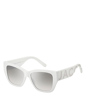 Marc Jacobs 55mm Cat Eye Sunglasses In White/gray Mirrored Gradient