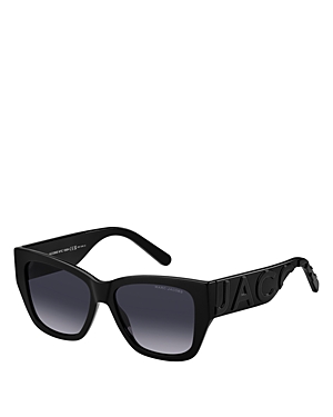 Marc Jacobs Square Sunglasses, 55mm In Black/gray Gradient