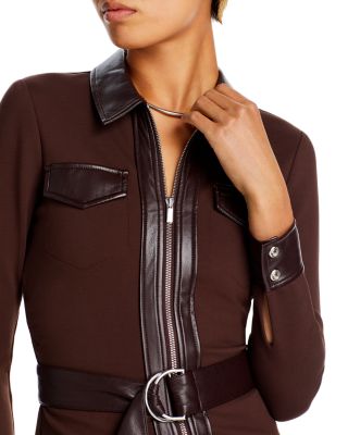 Derek Lam 10 Crosby Jayda Faux Leather Trim Dress | Bloomingdale's