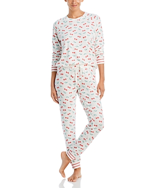Aqua Long Sleeve Printed Pajama Set - 100% Exclusive In Ivory/cherries