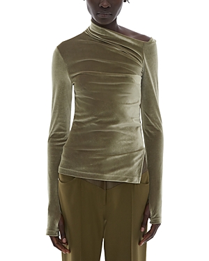Helmut Lang Draped Velvet Top In Sage