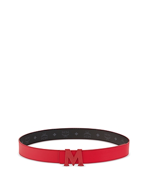 MCM Mens Claus Red Leather Reversible Belt