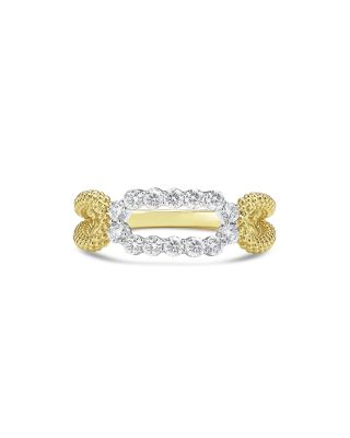 18K White & Yellow Gold Signature Caviar Diamond Open Oval Ring