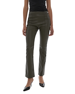 HELMUT LANG CROPPED FLARED LEATHER PANTS