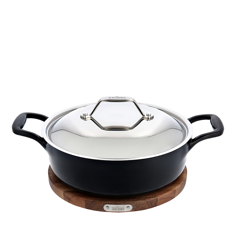 All-clad Enameled Cast Iron 4 Qt. Braiser With Lid In Black