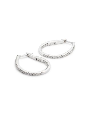 Diamond Inside Out Oval Hoop Earrings in 14K White Gold, 0.75 tcw
