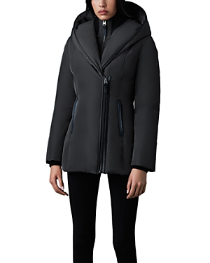 Mackage Adali Asymmetric Hooded Coat In Carbon