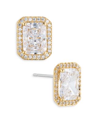 Nadri - Emerald Cut Halo Stud Earrings