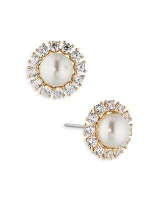 Nadri Chiara Imitation Pearl Halo Stud Earrings