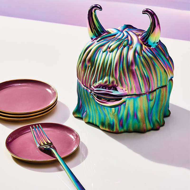 L'objet X Haas Brothers Multicoloured Disco Lynda Porcelain Plate Set In Blue