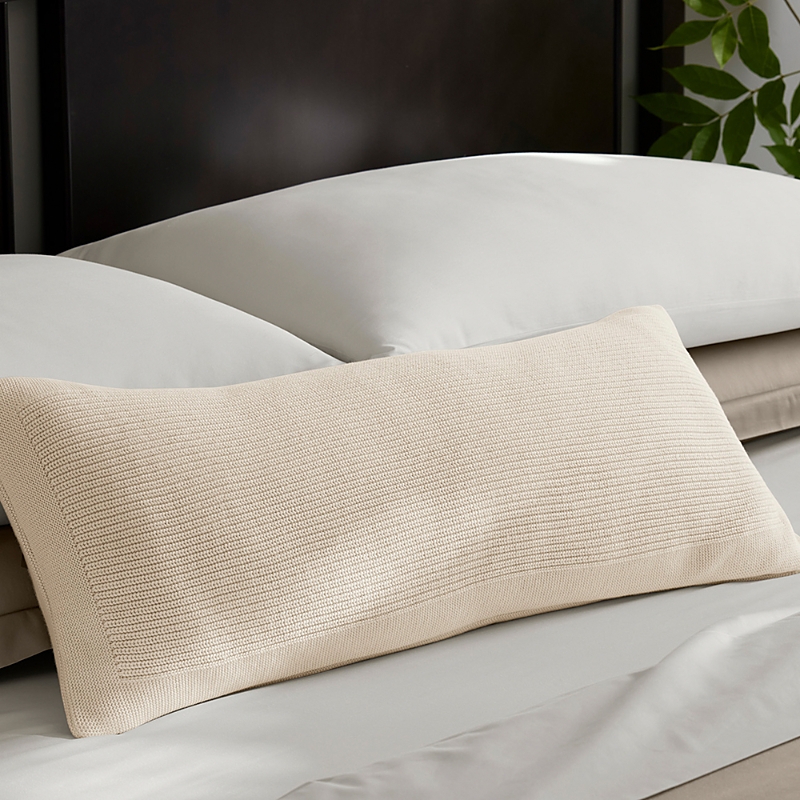 Boll & Branch Ribbed Knit Decorative Pillow With Insert, 14 X 34 In Natural