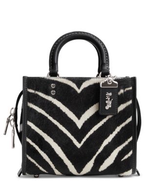 COACH Rogue 20 Zebra Print Calf Hair Top Handle Bag