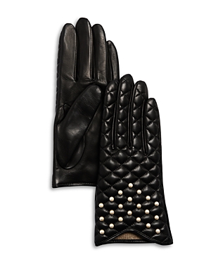 Bloomingdale's Fancy Quilted Leather Gloves - 100% Exclusive In Black