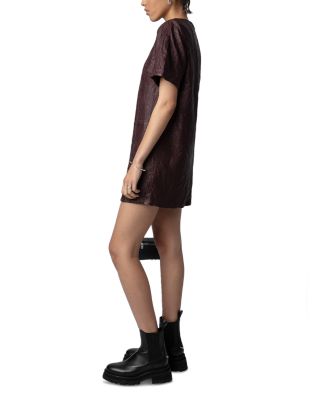 Riddy Cuir Froisse Textured Leather Tee Dress