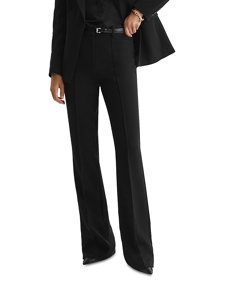 Reiss Black Flared Suit Trousers In Black