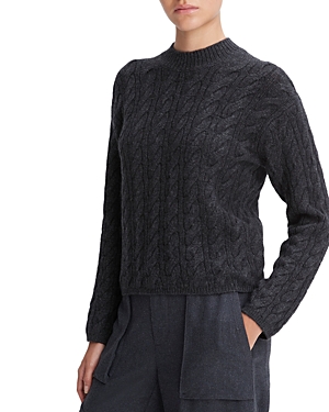 Shop Vince Twist Cable Knit Cropped Sweater In Cashew