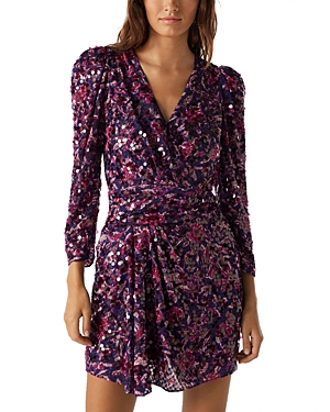 Ba&sh Sola Sequin-embellished Draped Minidress In Purple