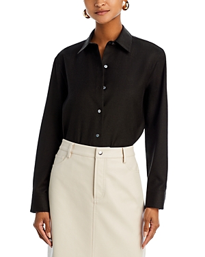 Theory Classic Wool Shirt In Dark Thyme