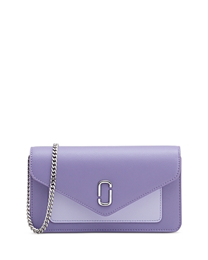 Shop Marc Jacobs The Longshot Leather Wallet On A Chain In Lavender Multi/shiny Nickel
