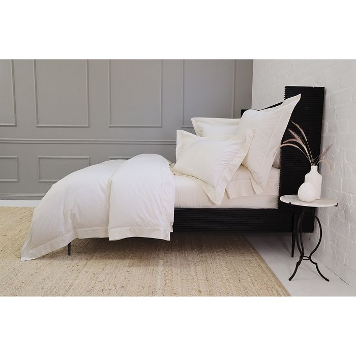 Shop Pom Pom At Home Classico Hemstitch Cotton Sateen Duvet Cover Set, Twin In Ivory