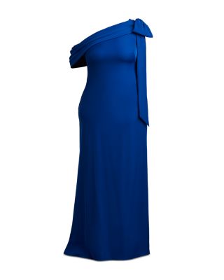 Plus Cassia Bow-Shoulder Crepe Gown