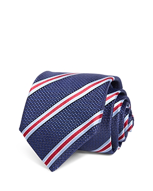 Canali Diagonal Stripe Silk Classic Tie In Navy/red