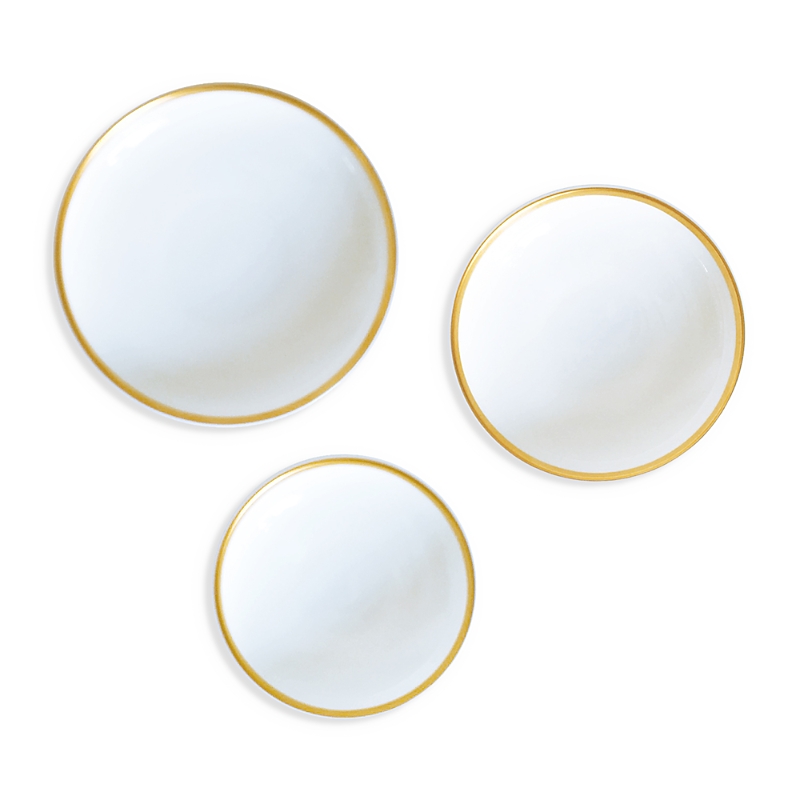 Prouna Golden Edge Assorted Canape Dishes, Set Of 3 In Gold