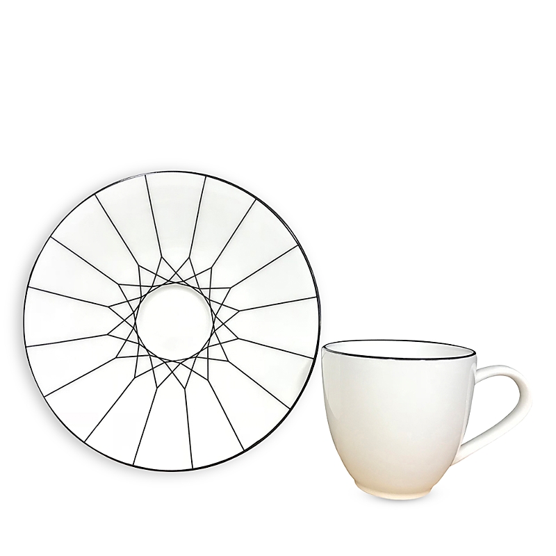 Prouna Gem Cut Onyx Espresso Cup & Saucer In Black