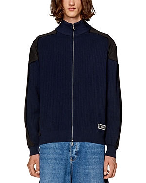 Diesel Leuca Zip Front Sweater Jacket In Midnight Blue