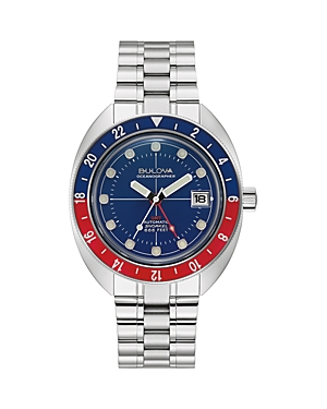 Shop Bulova Oceanographer Gmt Watch, 41mm In Blue/silver