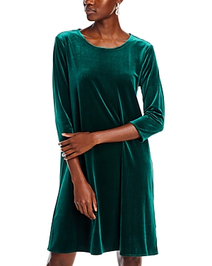 Shop Caroline Rose Velvet Dress In Emerald