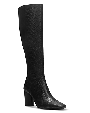 Shop Donald Pliner Women's Leather Snake Embossed Tall Boots In Black