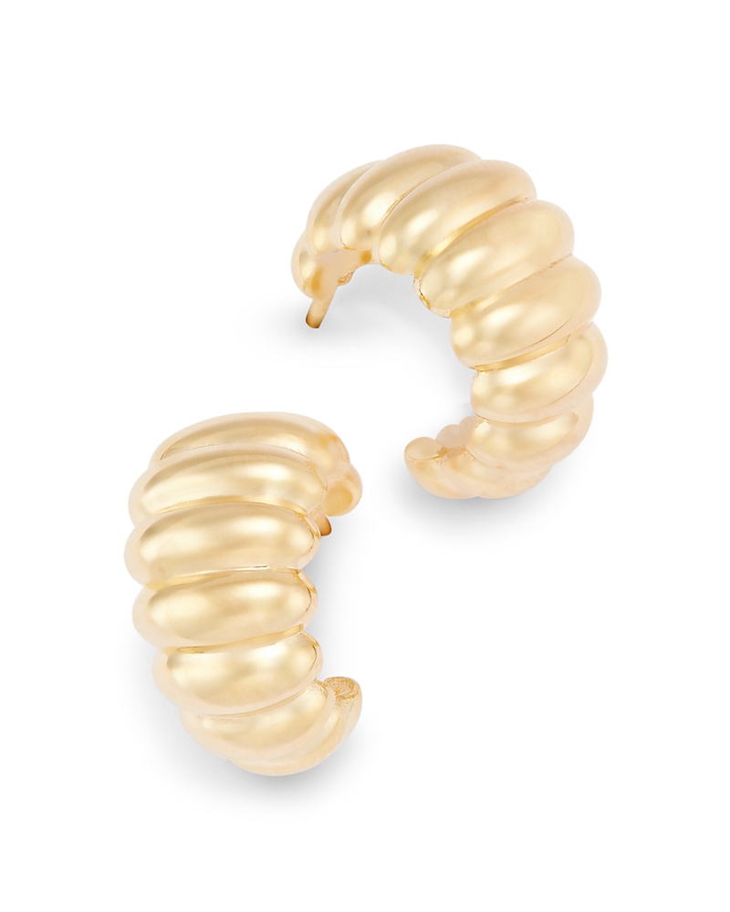 Bloomingdale's Shrimp Ridge Small Huggie Hoop Earrings In 14k Yellow Gold In Gold