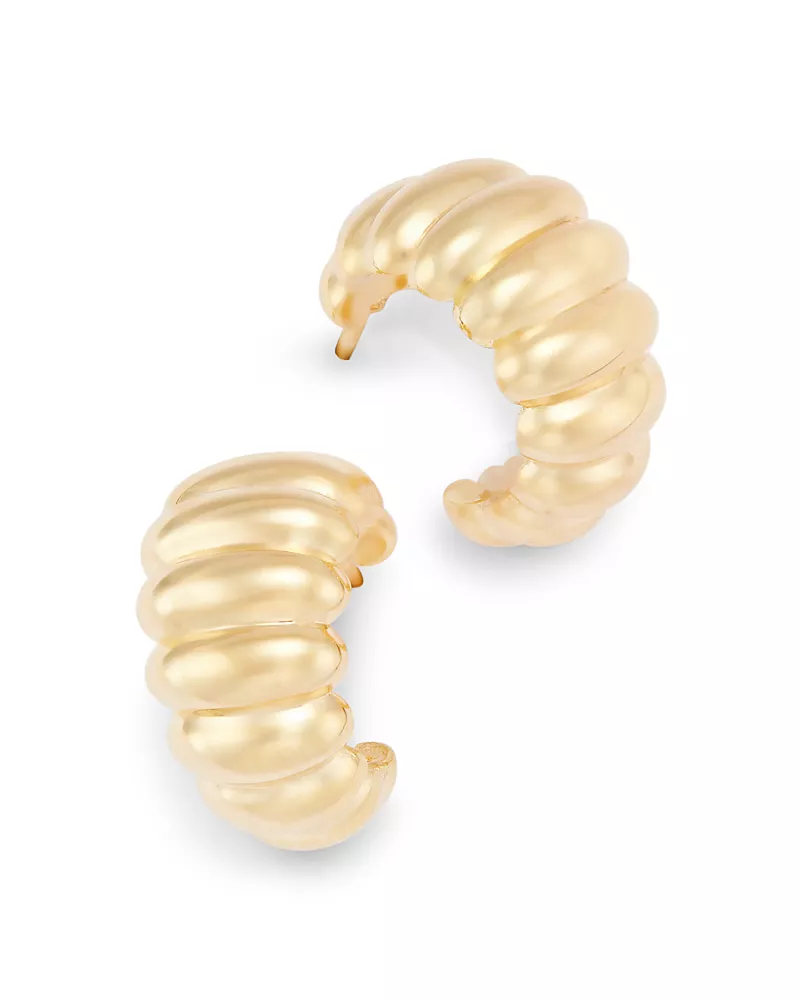 Bloomingdale's Fine Collection Shrimp Ridge Small Huggie Hoop Earrings in 14K Yellow Gold