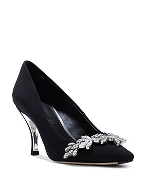 Shop Donald Pliner Women's Embellished Pointed Toe High Heel Pumps In Black