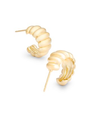 Shrimp Ridge Small Huggie Hoop Earrings in 14K Yellow Gold