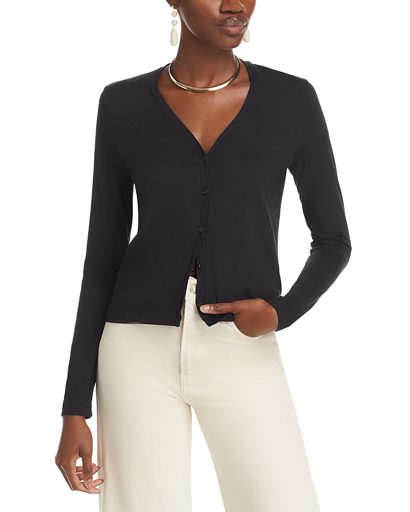Majestic Soft Touch V Neck Cardigan In Marine