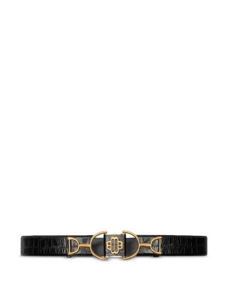 Maje Amor Clover Croc Embossed Leather Belt