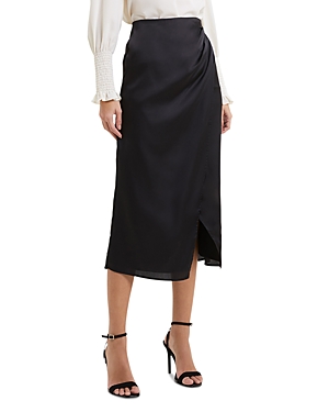French Connection Inu Satin Midi Wrap Skirt In Blackout