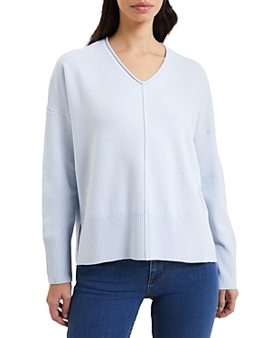 French Connection Babysoft V Neck Sweater In Crystal Clear