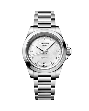 Shop Longines Conquest Watch, 34mm In Gray/white