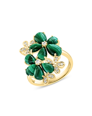 Bloomingdale's Malachite & Diamond Flower Cocktail Ring in 14K Gold - 100% Exclusive