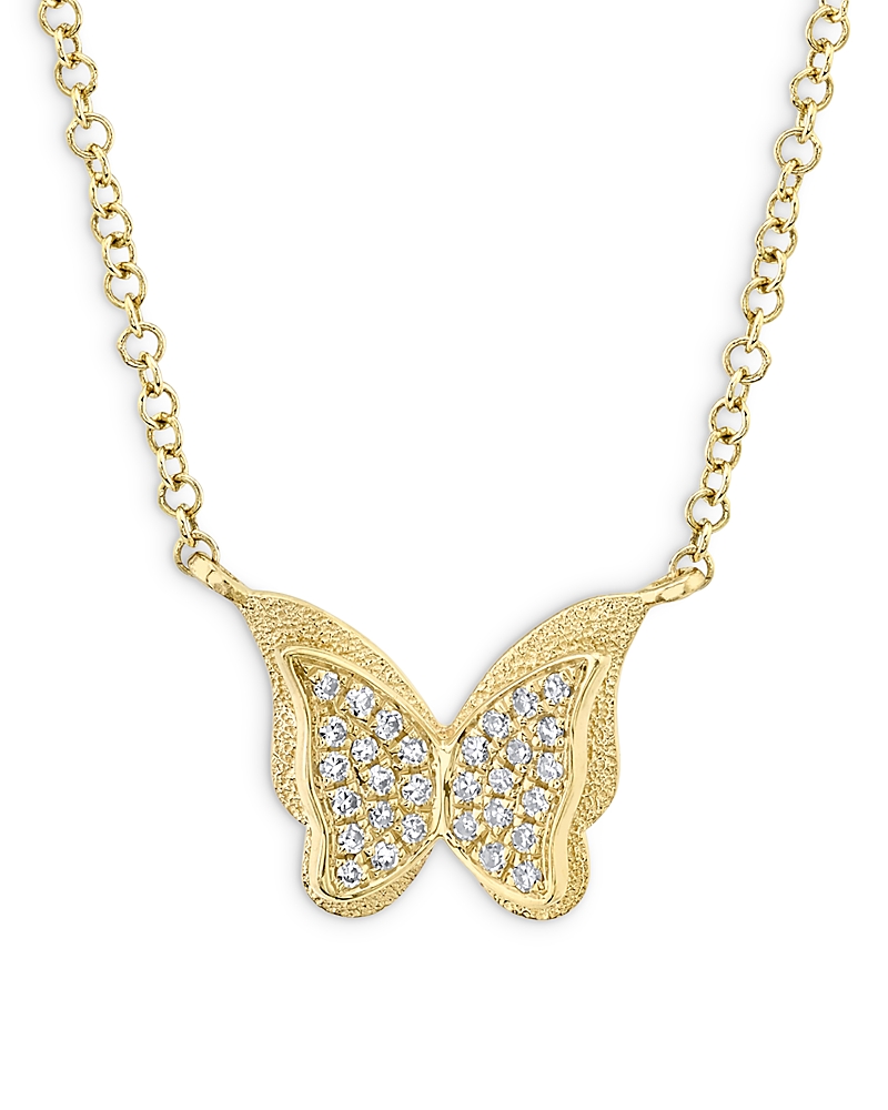 Moon & Meadow 14k Yellow Gold Diamond Butterfly Pendant Necklace, 17-18 In Gold